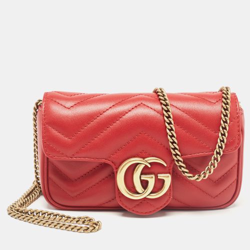 Gucci Red Matelassé Leather Super Mini GG Marmont Shoulder Bag - Gucci - Modalova