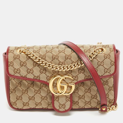 Gucci Beige/Red Diagonal Quilt GG Canvas and Leather Small GG Marmont Shoulder Bag - Gucci - Modalova