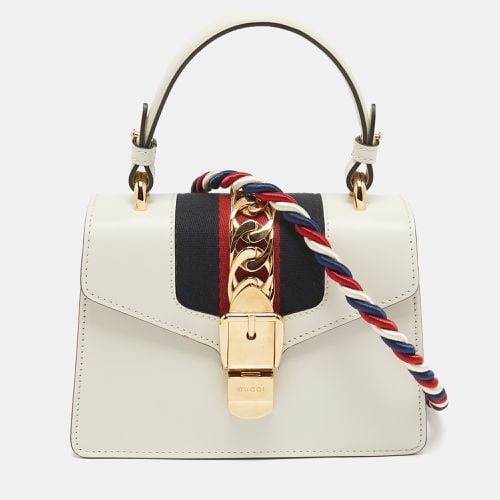 Gucci Off White Leather Mini Sylvie Top Handle Bag - Gucci - Modalova