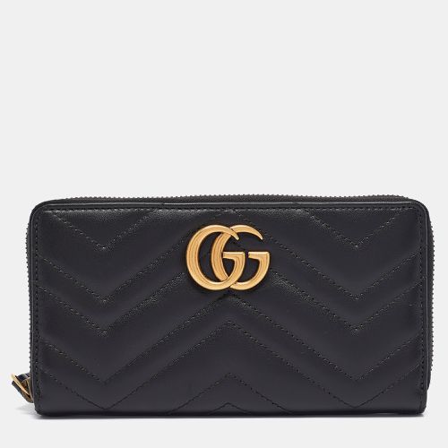 Gucci Black Matelassé Leather GG Marmont Zip Around Wallet - Gucci - Modalova