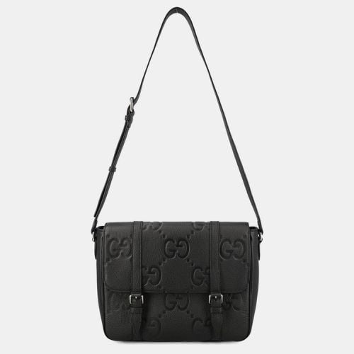 Gucci Black Leather Medium Jumbo Gg Foldover Top Messenger Bag - Gucci - Modalova