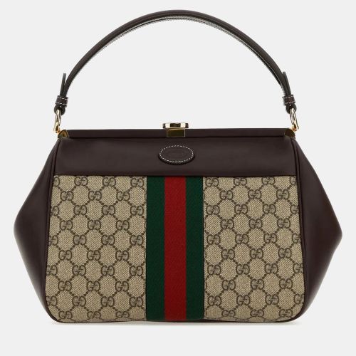 Gucci Brown Gg Supreme Fabric And Leather Handbag - Gucci - Modalova