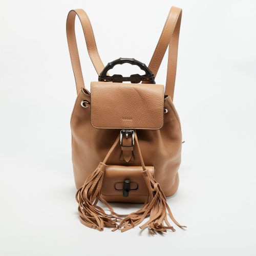 Bamboo Tassel Leather Drawstring Backpack - Gucci - Modalova