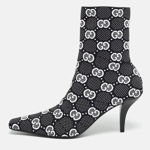 Gucci Black/White GG Knit Fabric Sock Ankle Boots Size 39.5 - Gucci - Modalova