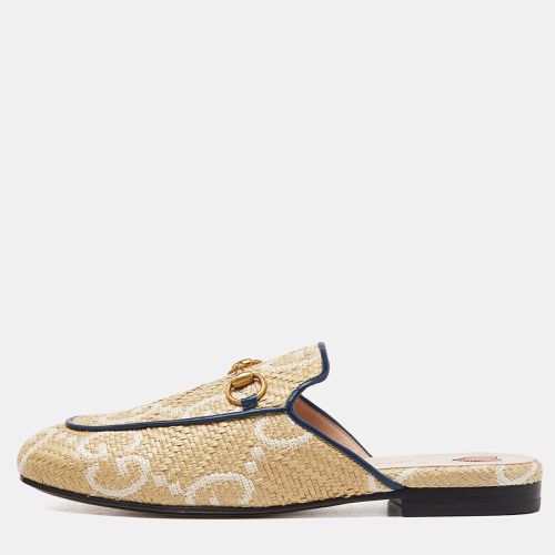 Gucci Beige Raffia and Leather Princetown Mules Size 36 - Gucci - Modalova