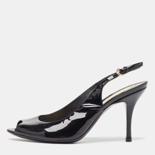 Gucci Black Patent Peep Toe Slingback Pumps Size 36.5 - Gucci - Modalova