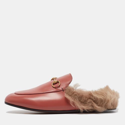 Gucci Pink Leather Fur Lined Princetown Flat Mules Size 37 - Gucci - Modalova