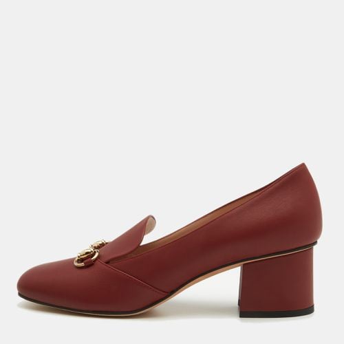 Gucci Burgundy Leather Horsebit Loafer Pumps Size 39 - Gucci - Modalova