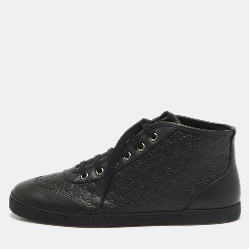 Gucci Black Microguccissima Leather High Top Sneakers Size 38 - Gucci - Modalova