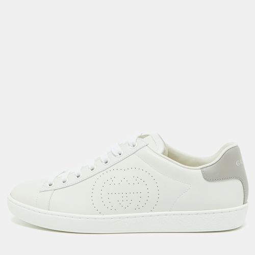 Gucci White/Grey Leather Interlocking G Ace Low Top Sneakers Size 39 - Gucci - Modalova