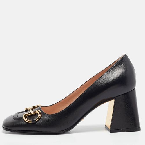 Gucci Black Leather Horsebit Block Heel Pumps Size 39 - Gucci - Modalova