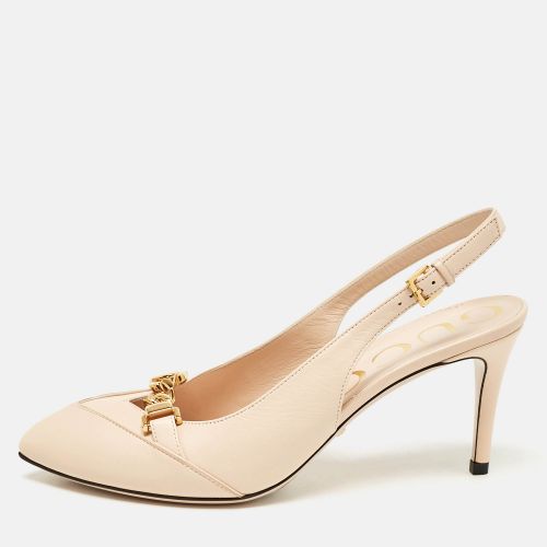 Gucci Beige Leather Chain Detail Slingback Pumps Size 37 - Gucci - Modalova