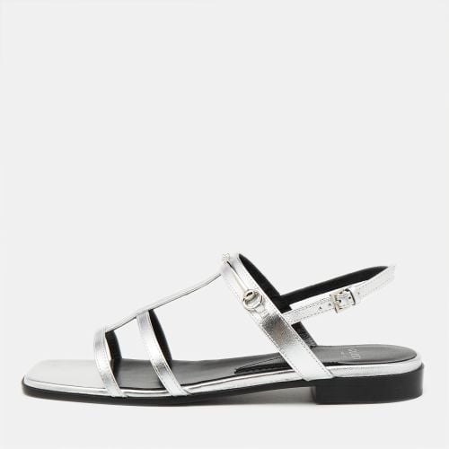 Gucci Silver Leather Divine Flat Sandals Size 38 - Gucci - Modalova