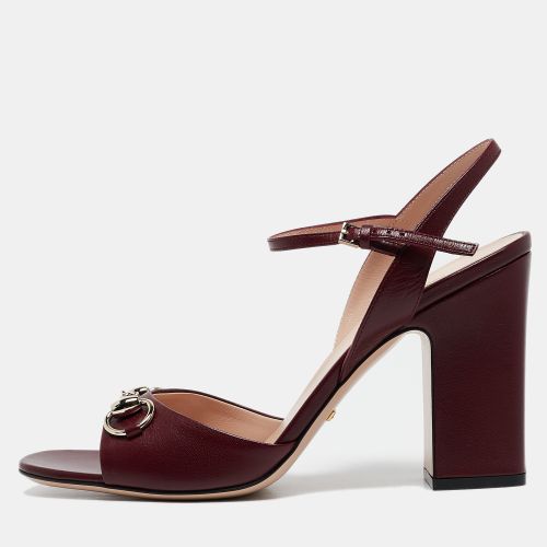 Gucci Burgundy Leather Horsebit Ankle Strap Sandals Size 40.5 - Gucci - Modalova