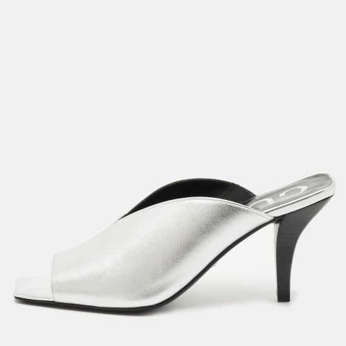 Gucci Silver Leather Square G Mules Size 35.5 - Gucci - Modalova