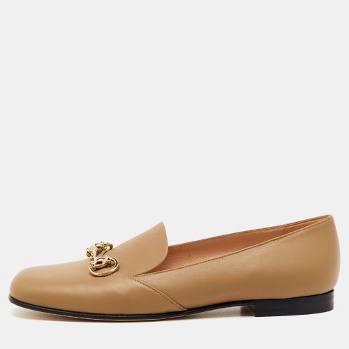 Gucci Khaki Brown Leather Horsebit Slip On Loafers Size 37 - Gucci - Modalova