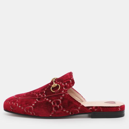 Gucci Red GG Velvet Princetown Flat Mules Size 35 - Gucci - Modalova