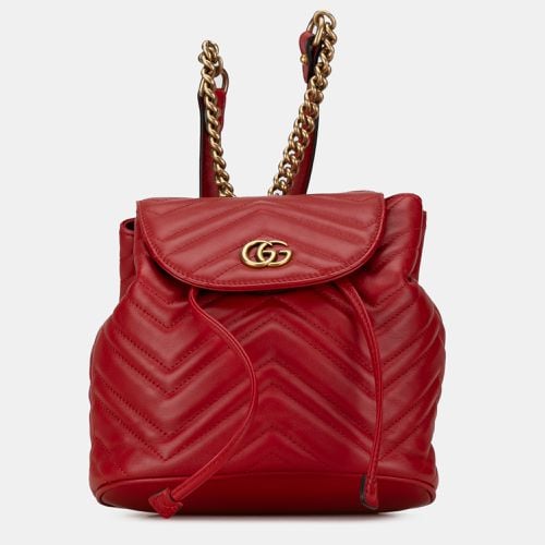 Gucci Red Leather GG Marmont Matelasse Backpack - Gucci - Modalova