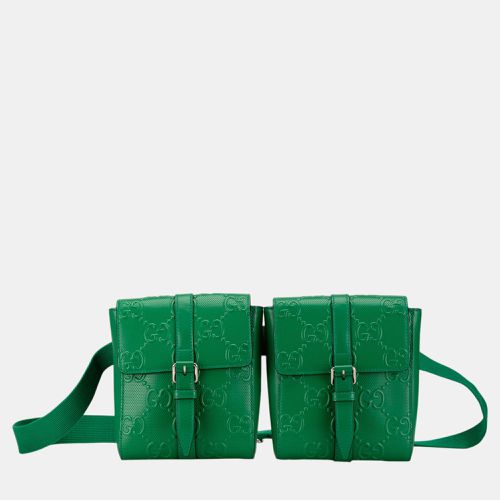 Gucci Green GG Embossed Perforated Double Belt Bag - Gucci - Modalova