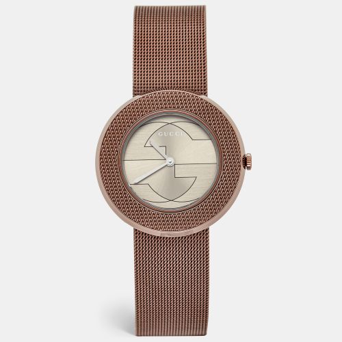 Silver Grey Dial Bronze Tone Stainless Steel U-Play YA129445 Women's Wristwatch 35 mm - Gucci - Modalova