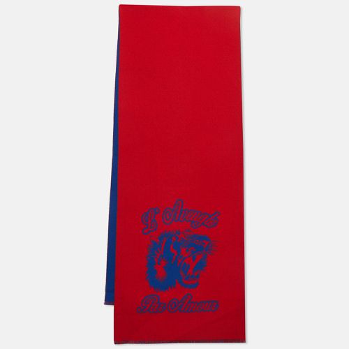 Gucci Blue/Red Tiger Jacquard Wool L'Aveugle Par Amour Scarf - Gucci - Modalova