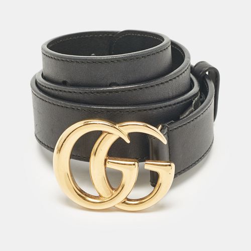 Gucci Black Leather GG Marmont Buckle Belt 75CM - Gucci - Modalova