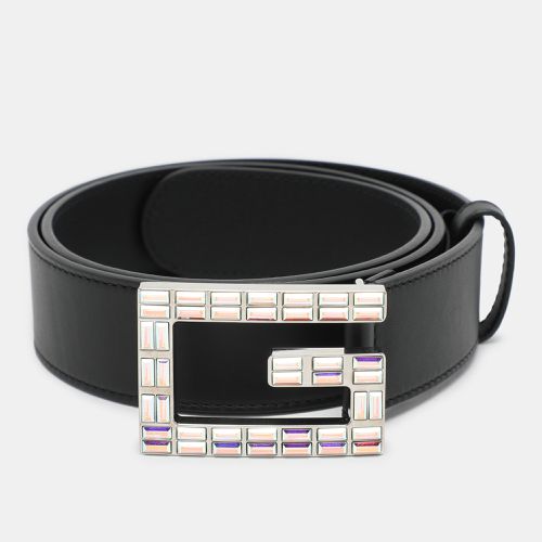 Gucci Black Leather Crystal Embellished G Buckle Belt 80CM - Gucci - Modalova