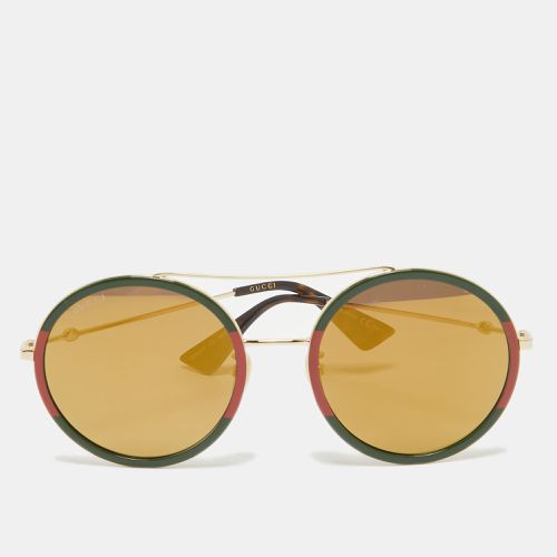 Gucci Green/Red Mirrored GG0061S Round Sunglasses - Gucci - Modalova