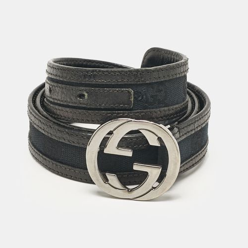 Gucci Black GG Canvas and Leather Interlocking G Belt 80CM - Gucci - Modalova