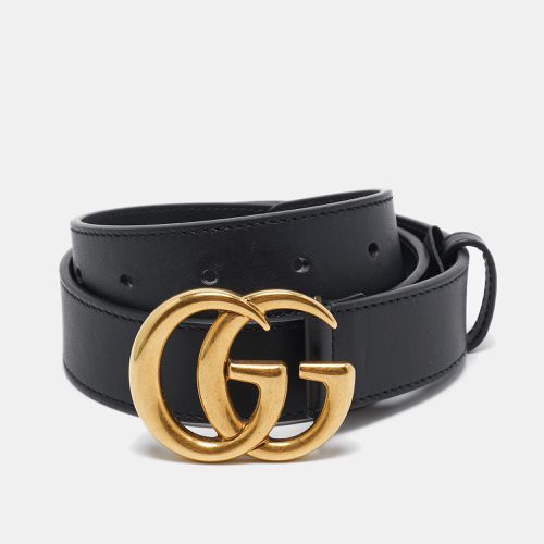 Gucci Black Leather GG Marmont Buckle Belt 70CM - Gucci - Modalova