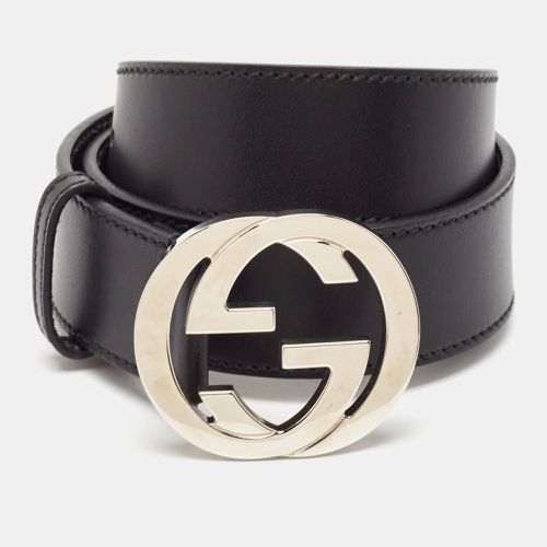 Gucci Black Leather Interlocking G Buckle Belt 80CM - Gucci - Modalova