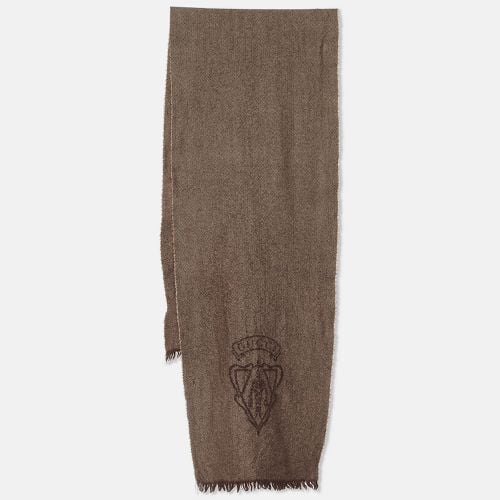 Gucci Brown Logo Detail Herringbone Wool Muffler - Gucci - Modalova