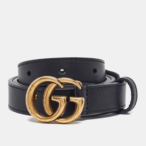 Gucci Black Leather GG Marmont Slim Belt 75 CM - Gucci - Modalova