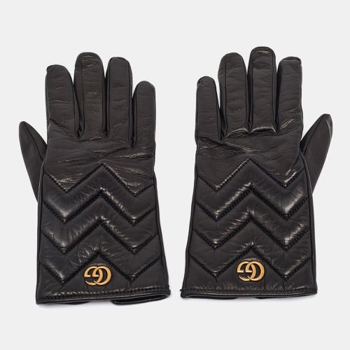 Gucci Black Matelassé Leather GG Marmont Gloves Size 7.5 - Gucci - Modalova