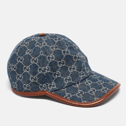 Gucci Blue GG Supreme Jacquard Denim and Leather Baseball Cap - Gucci - Modalova