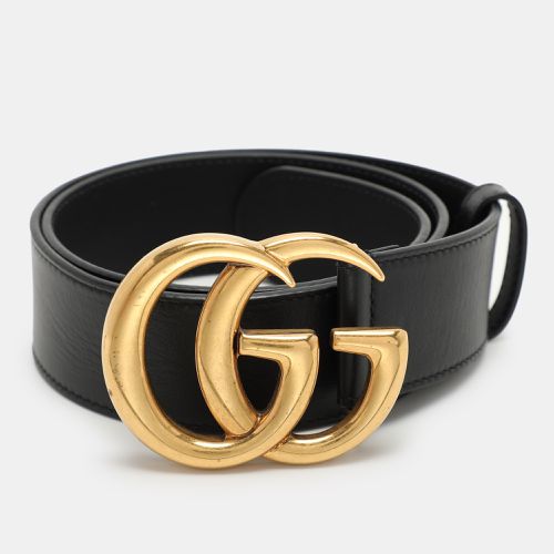 Gucci Black Leather GG Marmont Buckle Belt 70CM - Gucci - Modalova