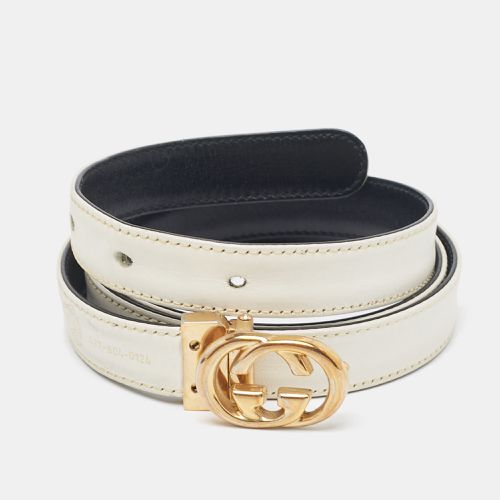 Gucci White/Black Leather Vintage Interlocking G Buckle Belt 90 CM - Gucci - Modalova