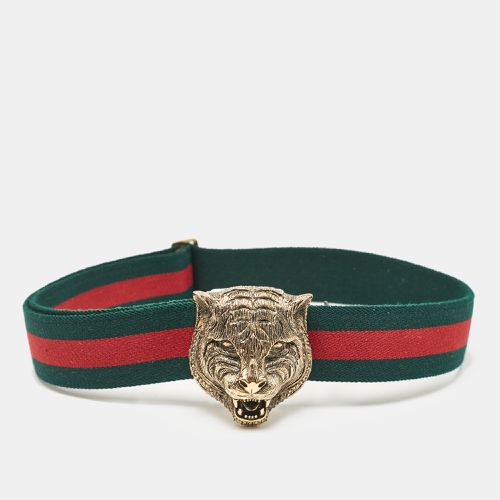 Red Web Canvas Feline Buckle Belt 90 CM - Gucci - Modalova