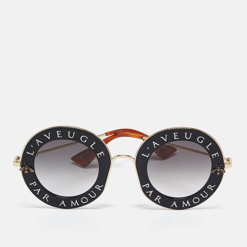 Gucci Black/Gold Gradient GG0113S L'aveugle Par Amour Round Sunglasses - Gucci - Modalova