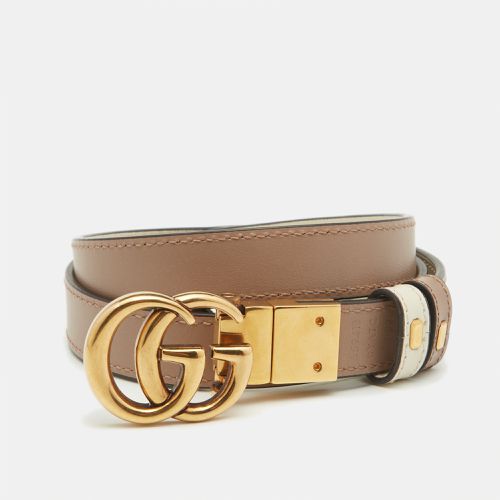 Gucci White/Beige Leather GG Marmont Reversible Slim Belt 80CM - Gucci - Modalova