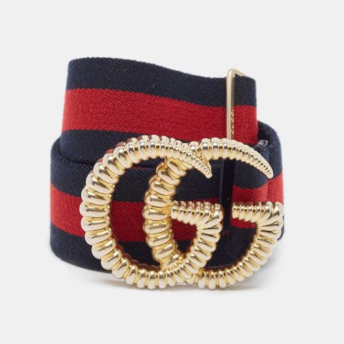 Gucci Navy Blue/Red Elastic Torchon Double G Web Belt 75CM - Gucci - Modalova