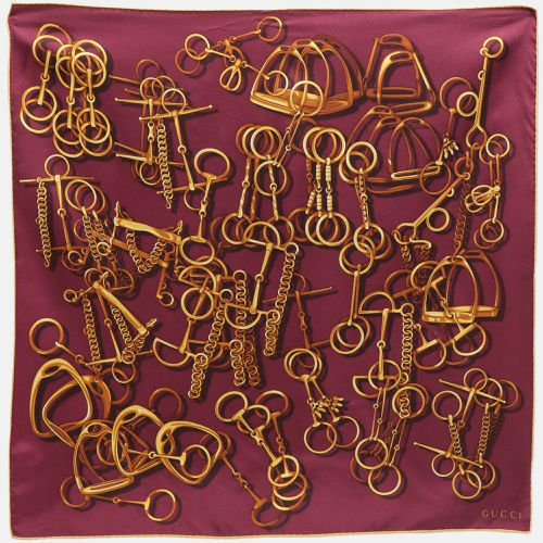 Gucci Burgundy Silk Horsebit Square Scarf - Gucci - Modalova