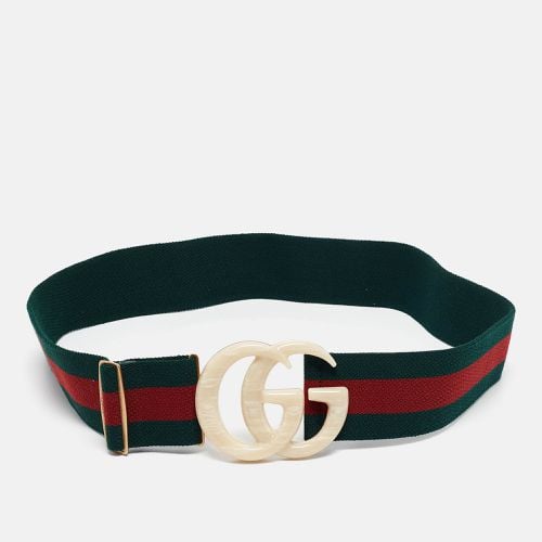 Gucci Green/Red Web Elastic Plexiglass GG Marmont Buckle Belt 85CM - Gucci - Modalova