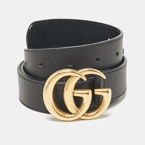 Gucci Black Leather GG Marmont Buckle Belt 90CM - Gucci - Modalova