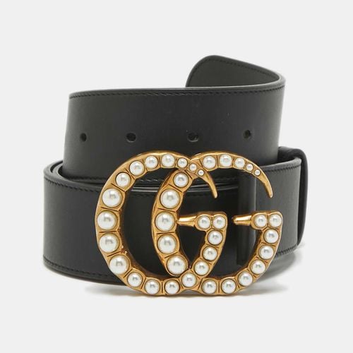 Gucci Black Leather GG Marmont Pearl Belt 90CM - Gucci - Modalova