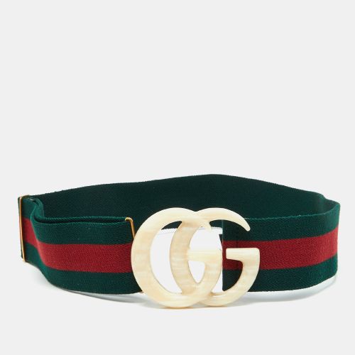 Gucci Green/Red Stretch Web Plexi Double G Buckle Belt 85 CM - Gucci - Modalova