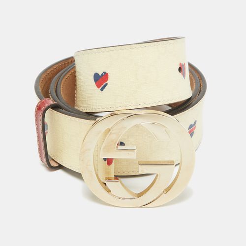 Gucci Beige/Red GG Supreme Canvas Interlocking G Buckle Belt 90CM - Gucci - Modalova