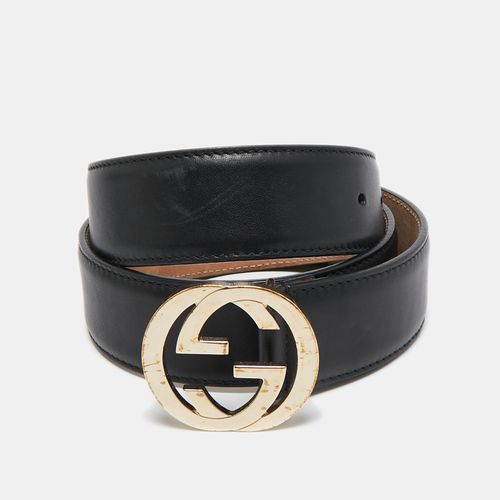 Gucci Black Leather Interlocking G Buckle Belt 85CM - Gucci - Modalova