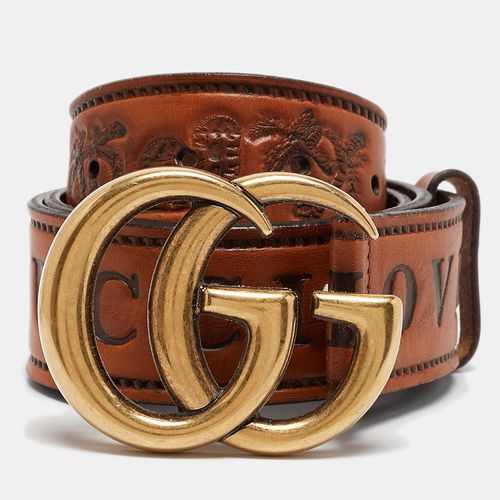 Gucci Brown Leather Loved Double G Buckle Belt 85CM - Gucci - Modalova