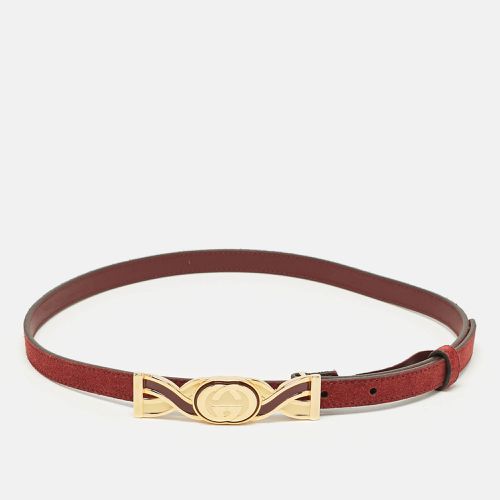 Gucci Burgundy Suede Interlocking G Slim Belt 80 CM - Gucci - Modalova